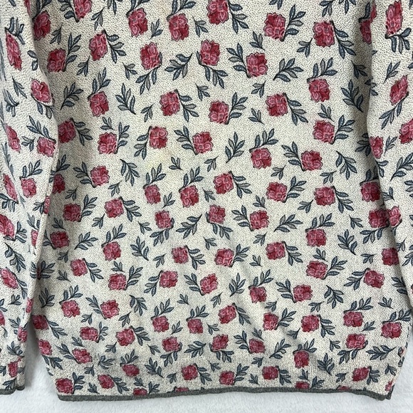 LOFT Women’s Sweater Sz L Crewneck Long Sleeve Cream/Gray/Pink Floral Lightwt - Picture 4 of 12